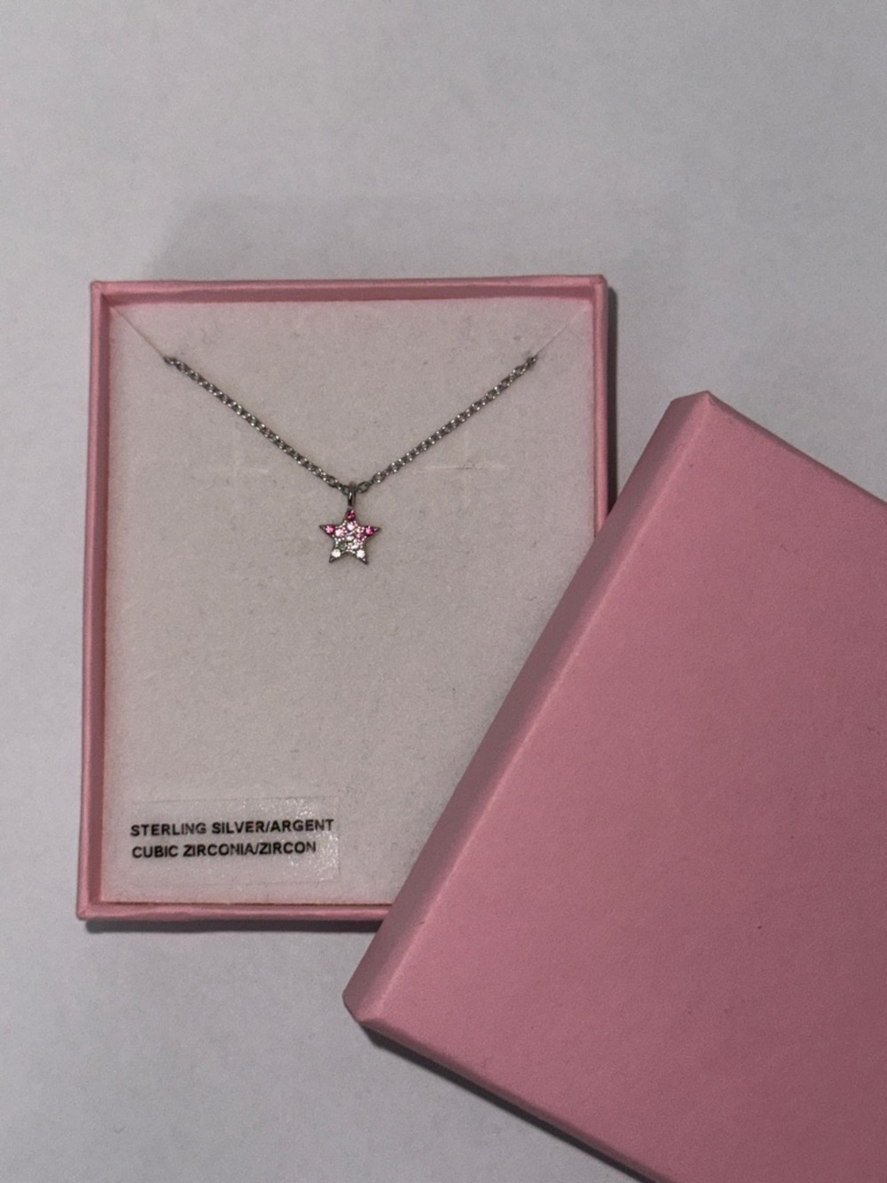 Sterling Silver Pink Star Pendant Necklace